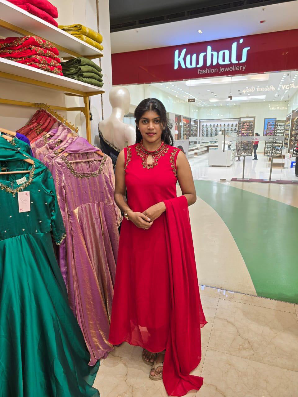 Christmas special Aline Kurthi with dupatta