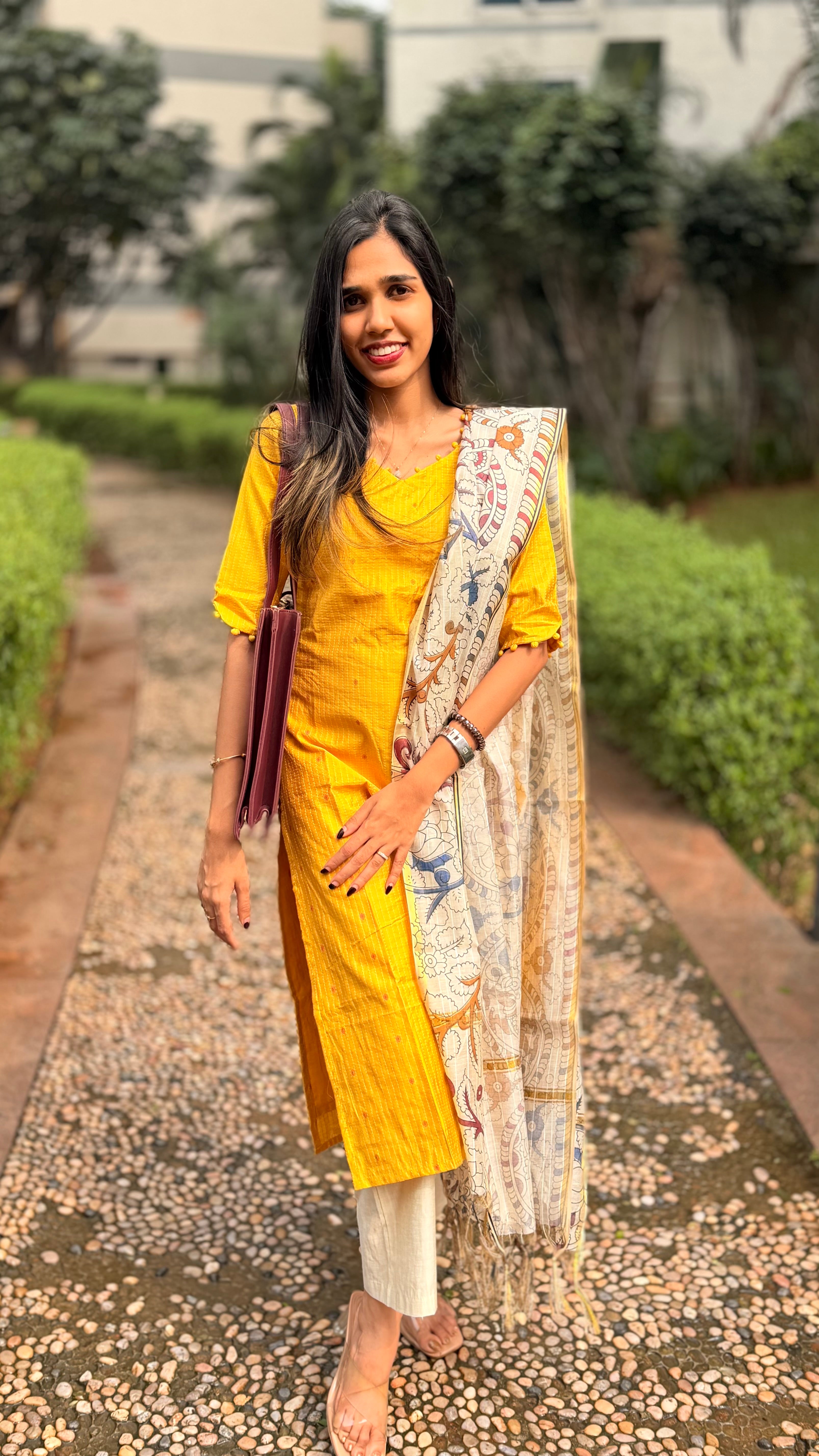 Lilly yellow Kurthi set (with lining )