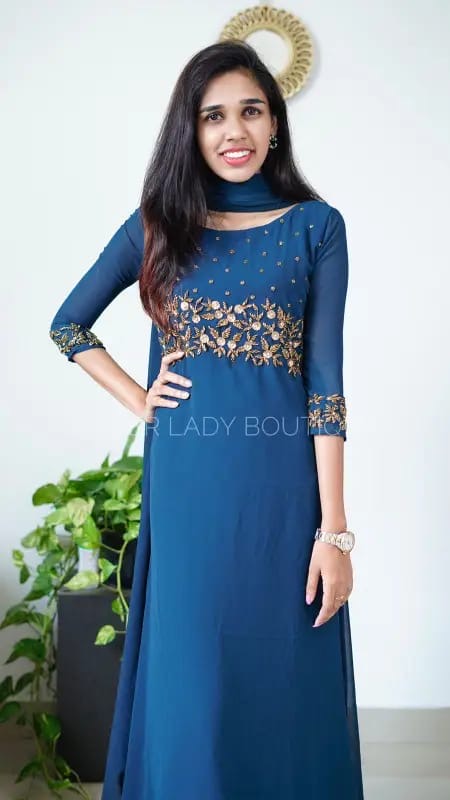 Georgette Handwork Anarkali With Dupatta