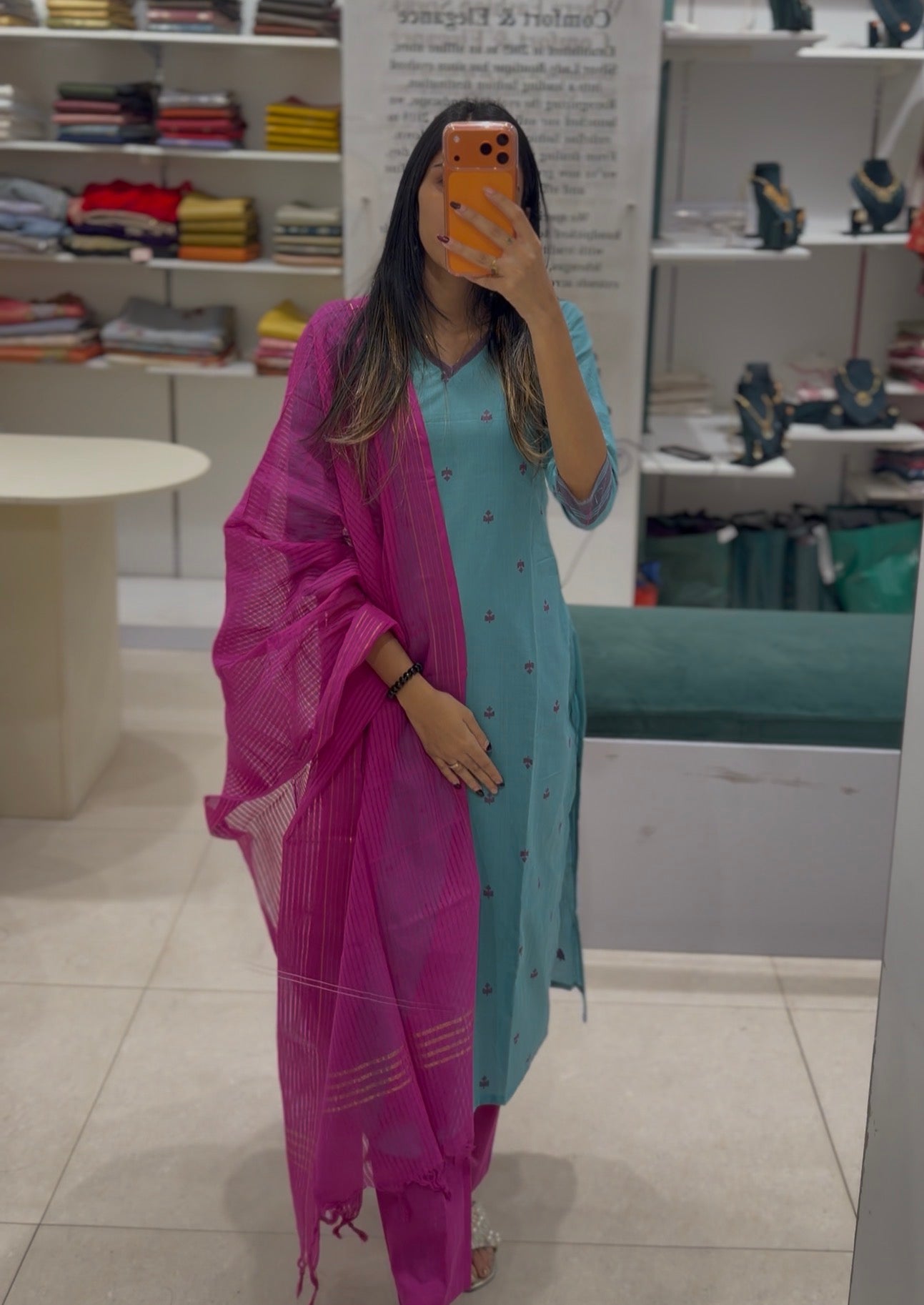 Handloom cotton  Kurti Salwar Set - SLSKD13