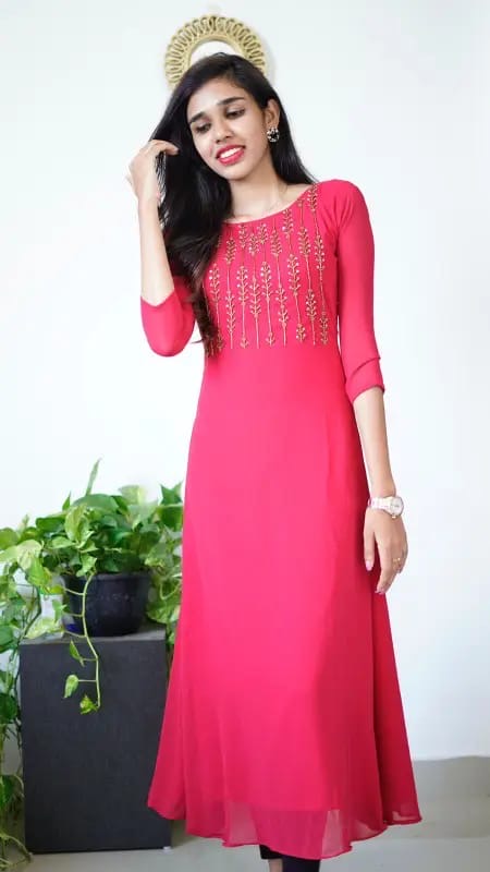 Georgette Handwork Anarkali Kurti