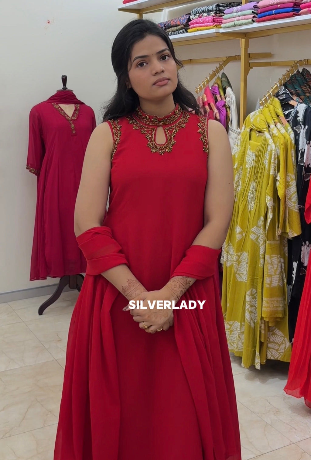 Christmas special Aline Kurthi with dupatta