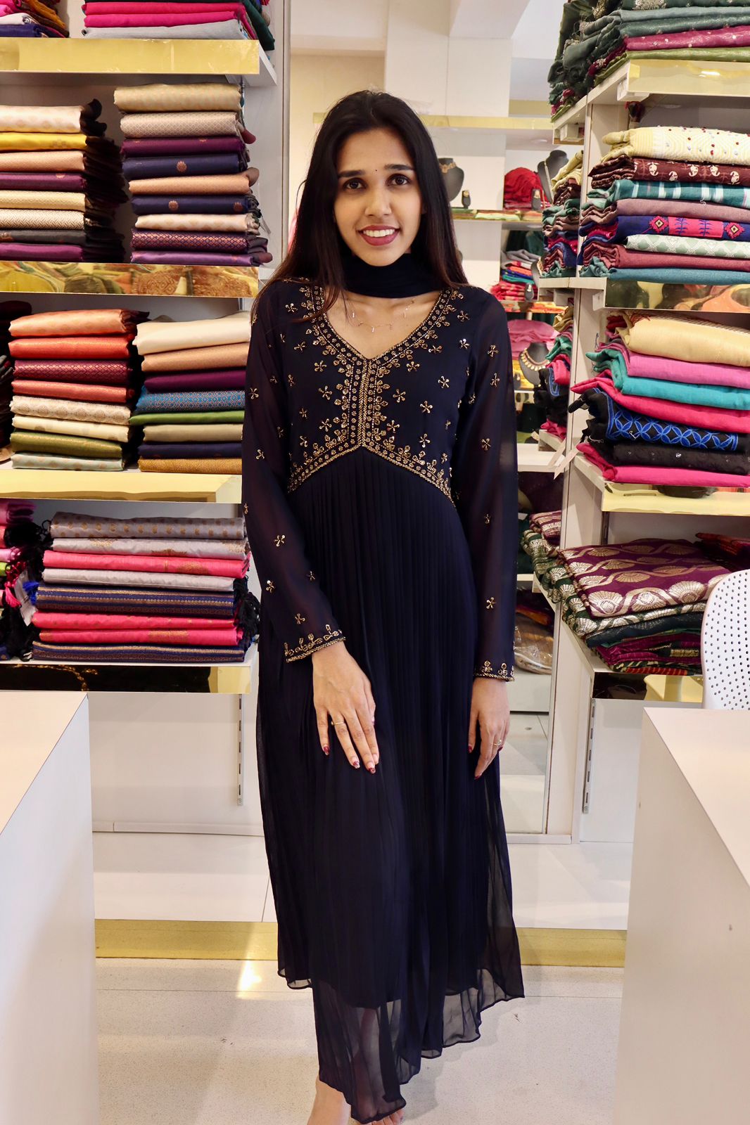 FIZA ALIYA CUT PLEATED GEORGETTE ANARKALI WITH DUPPATTA