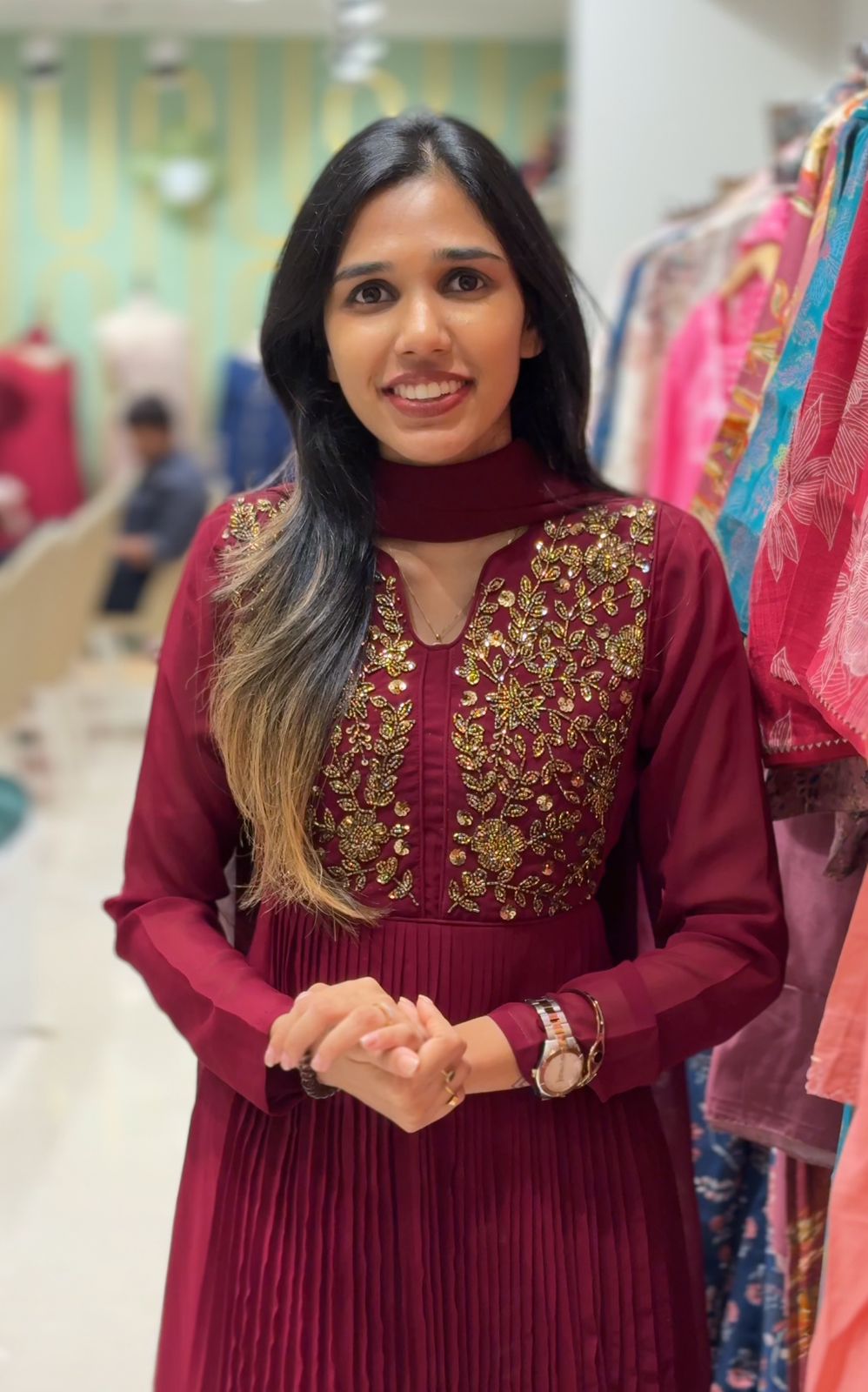AVYA - GEORGETTE PLEATED ANARKALI WITH DUPPATTA