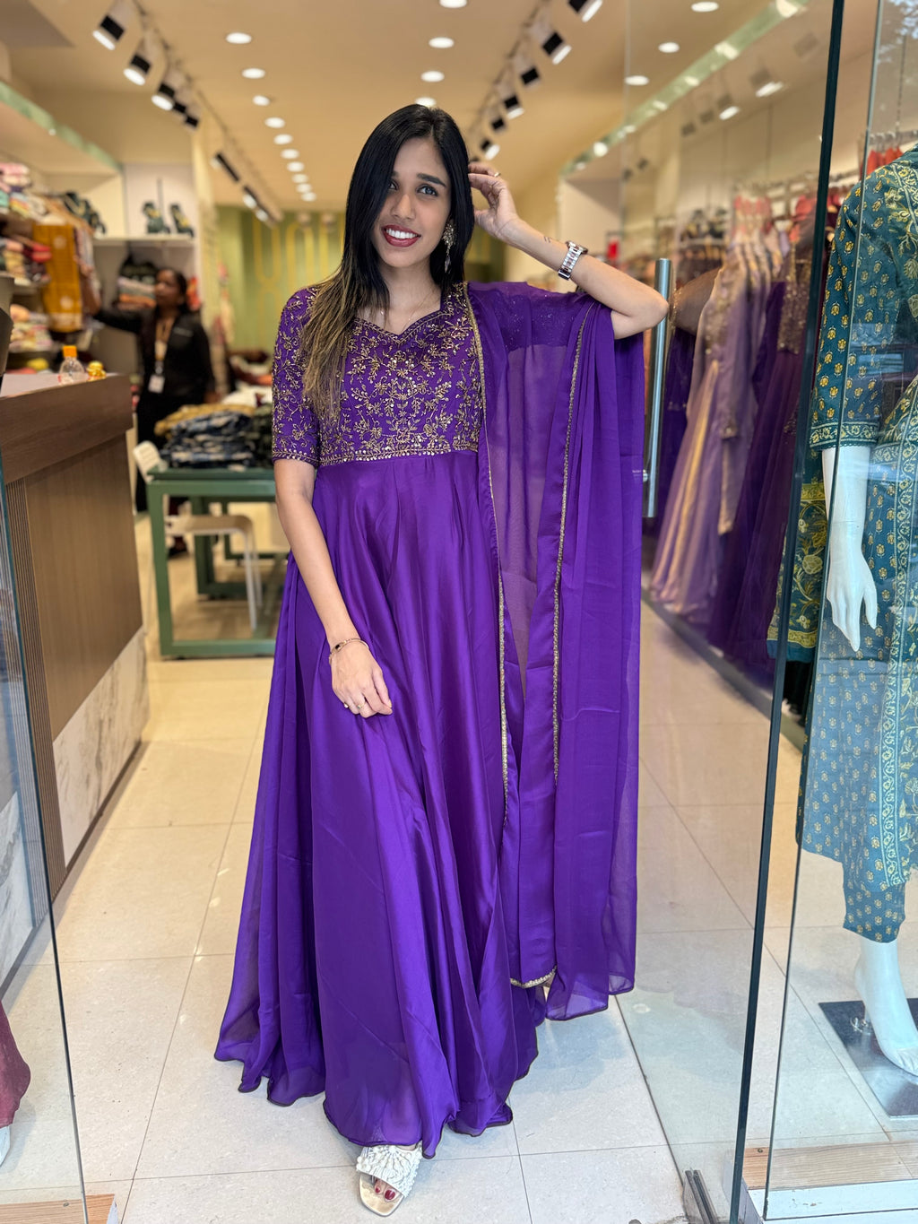 Party wear Silky  Georgette Anarkali