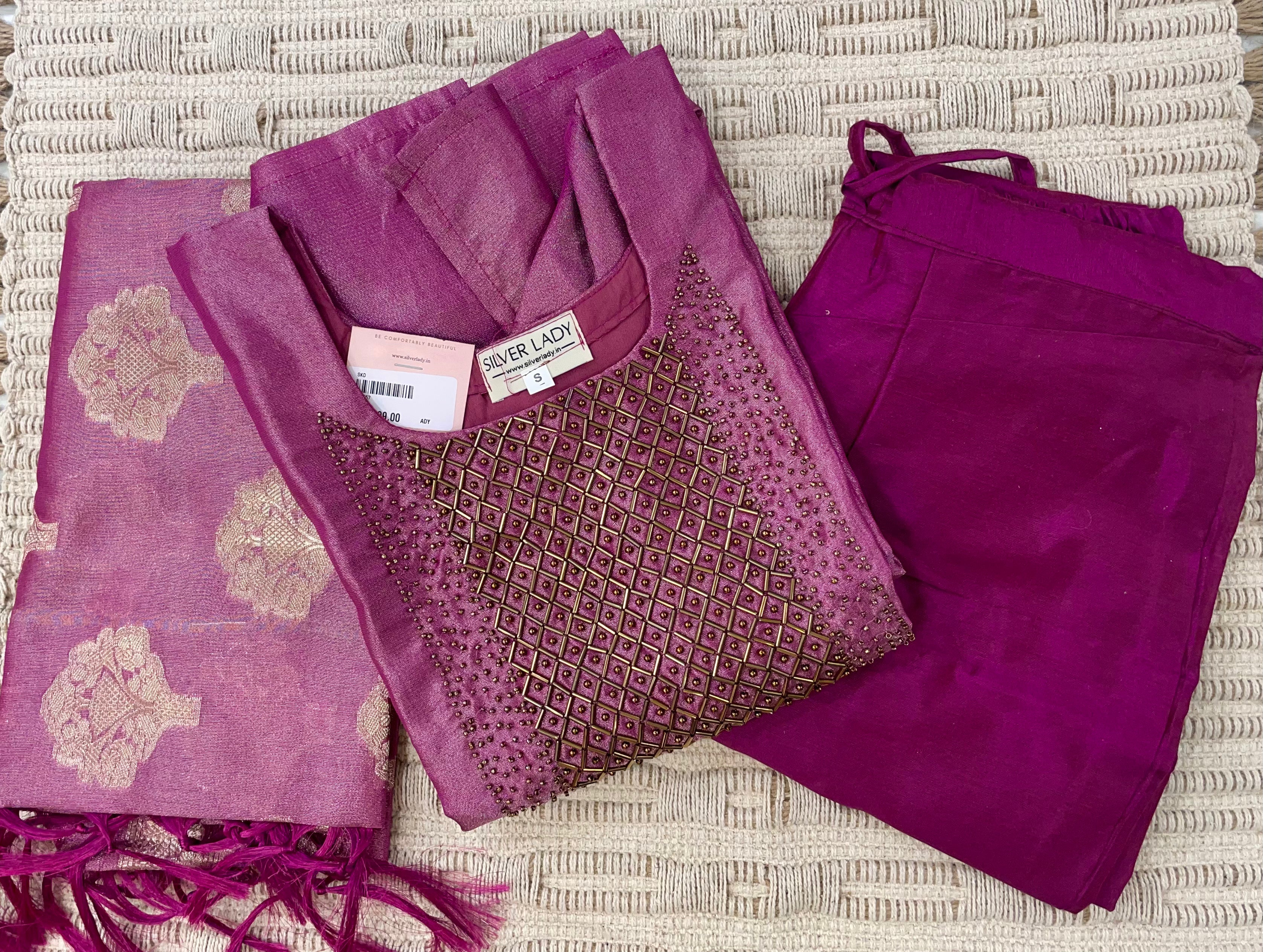 Tissue Silk Salwar Set - Lavender SLSKD03
