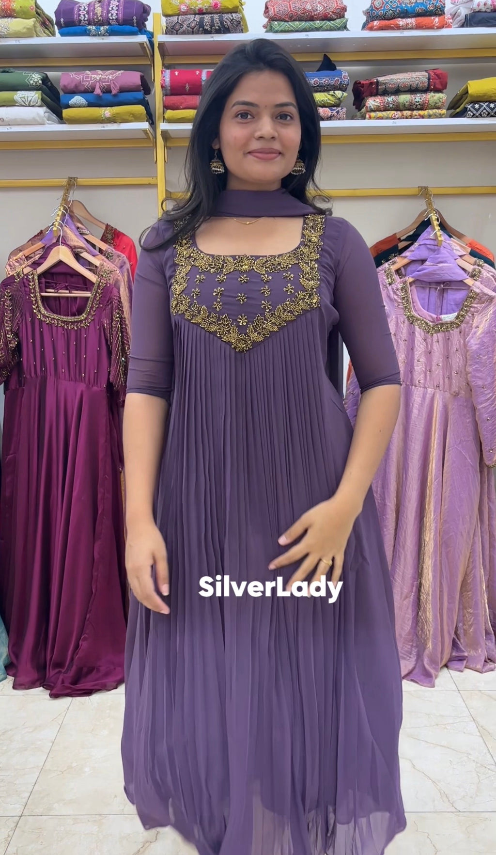 NILA PLEATED KURTHI AND DUPATTA
