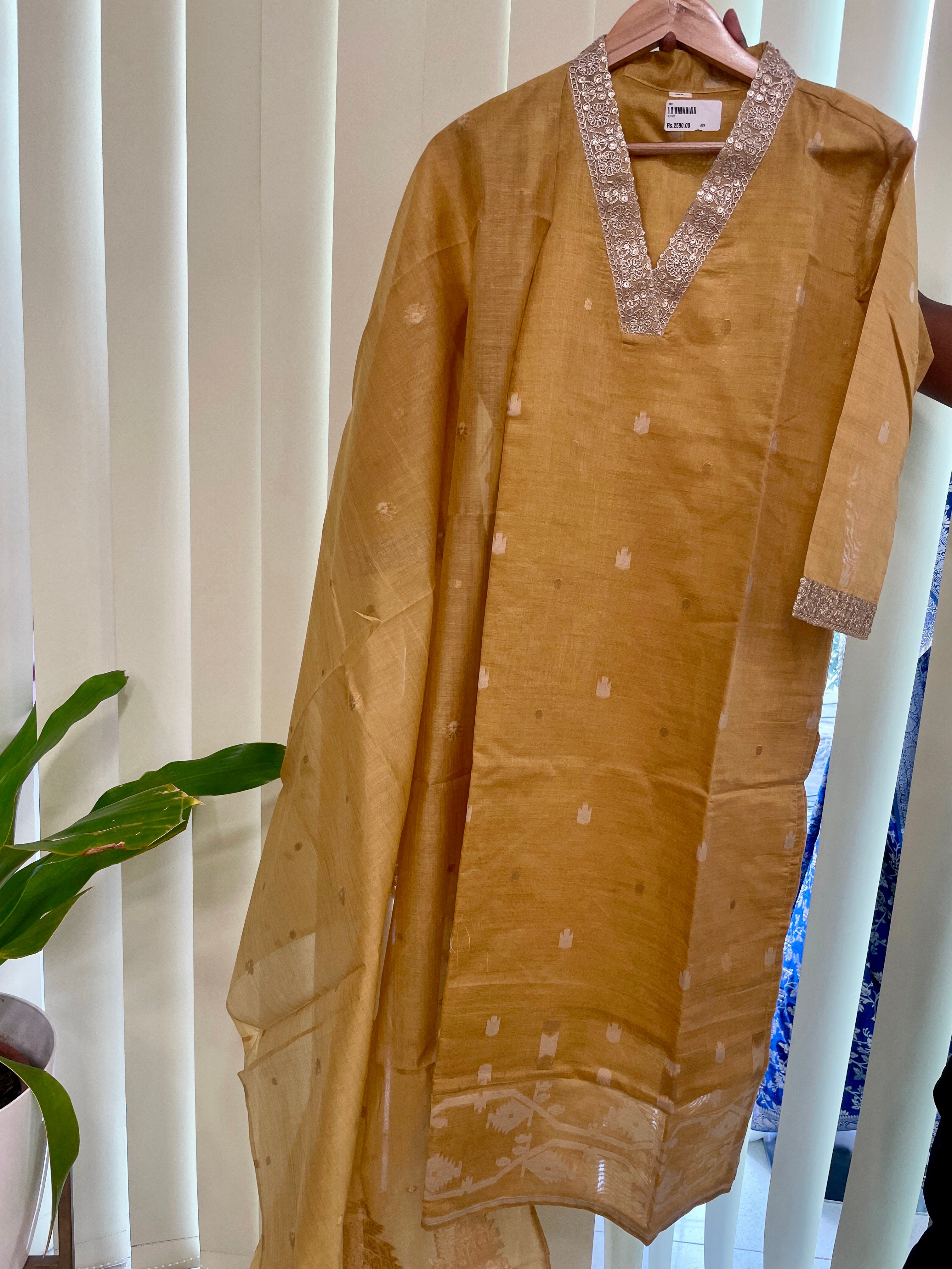 Silk Cotton Top Bottom Dupatta Set - SLSKD01