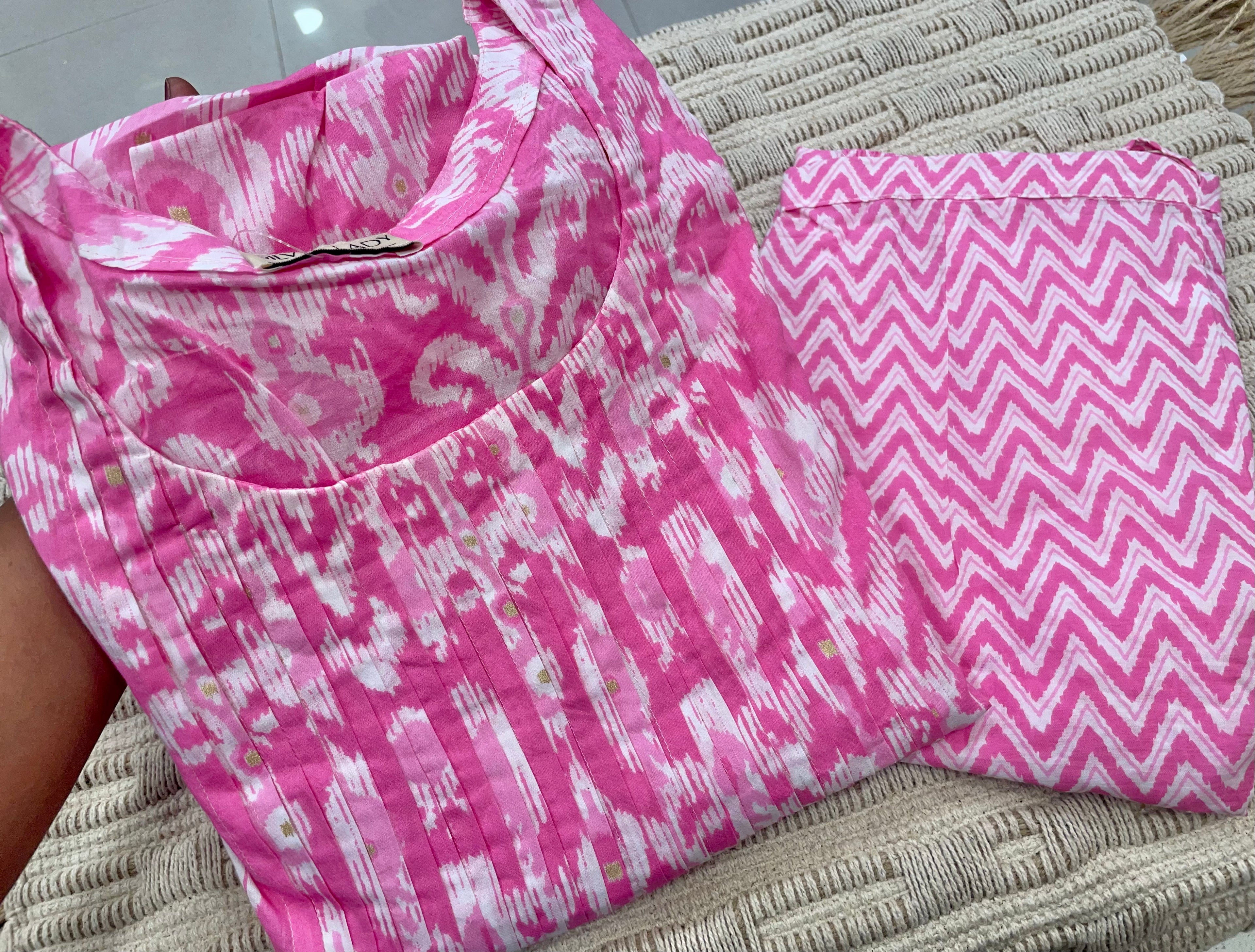 Pleated Anarkali With Bottom - Pink SLSKD04