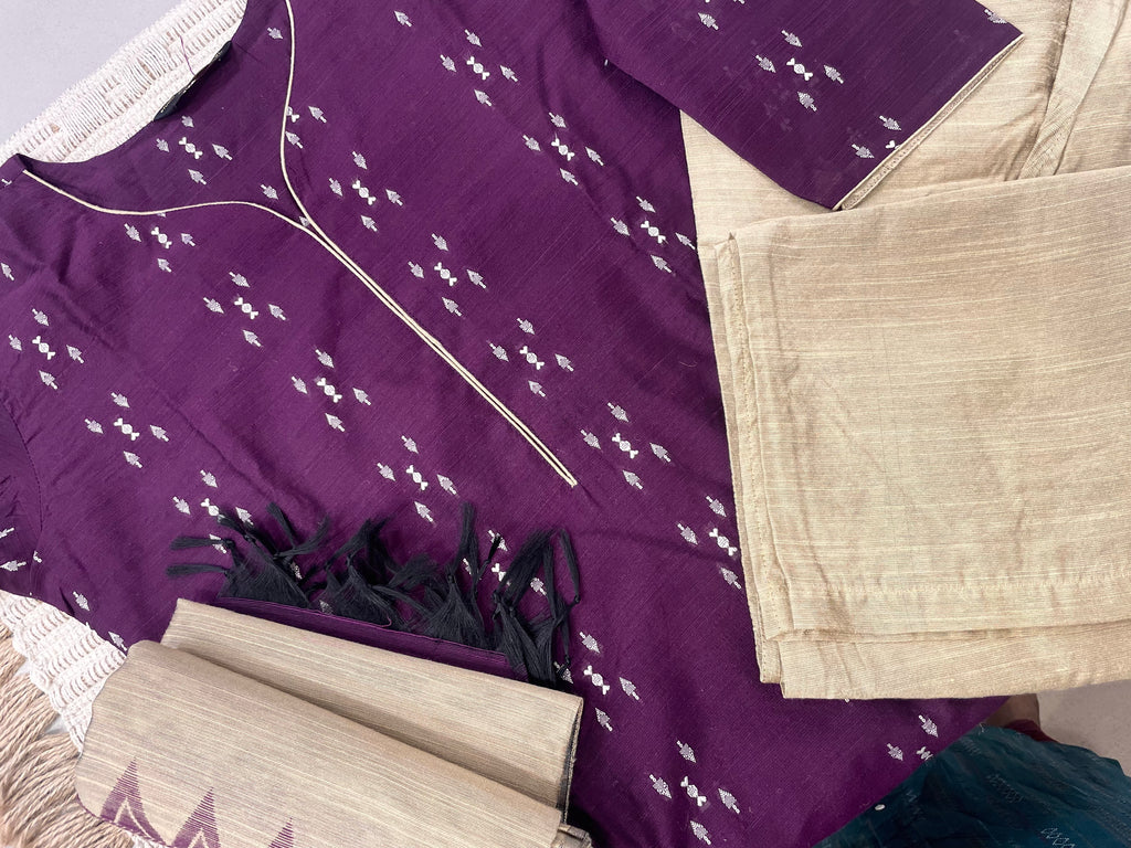 Silk Cotton Top Bottom Dupatta- SLSKD02