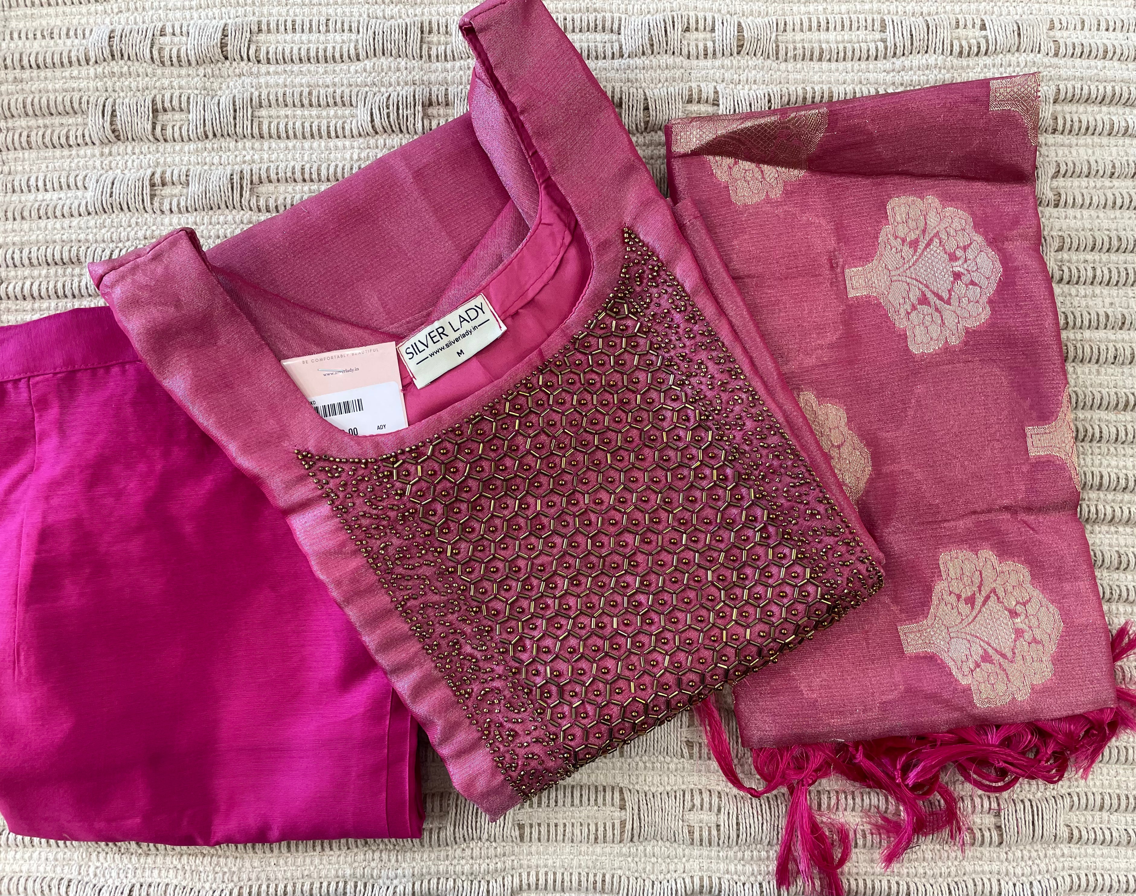 Tissue Silk Salwar- Pink SLSKD03