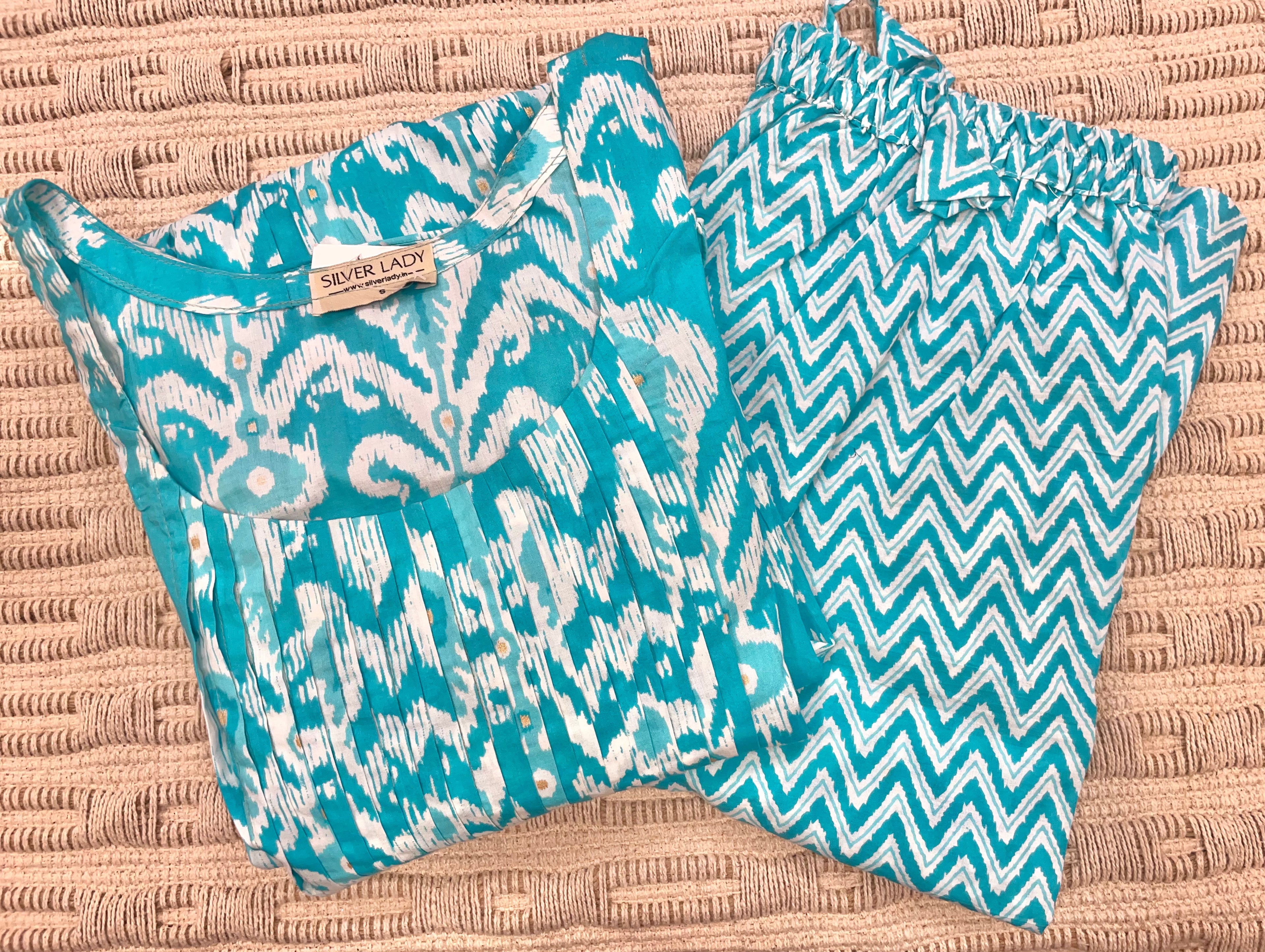 Pleated Anarkali With Bottom - Blue SLSKD04