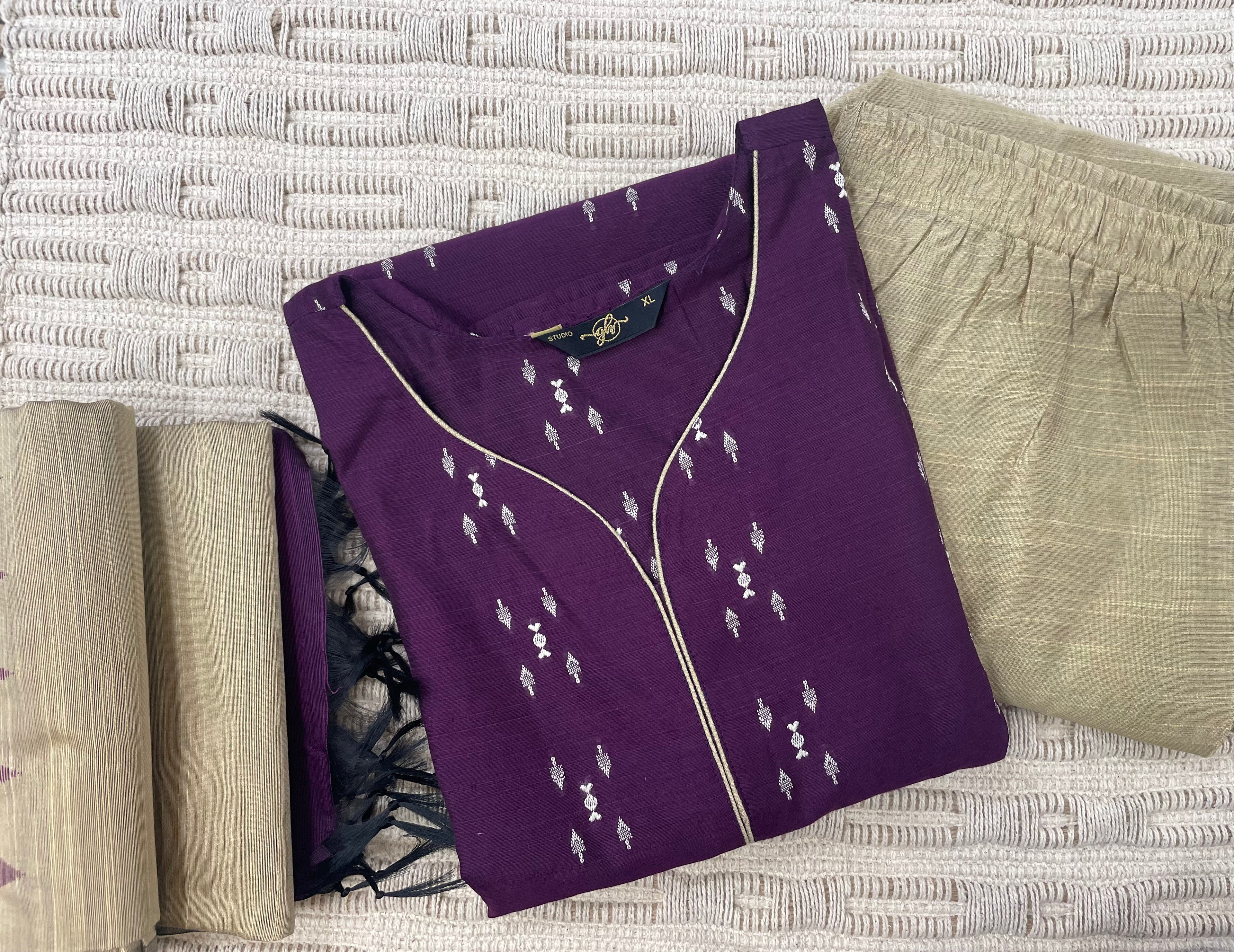 Silk Cotton Top Bottom Dupatta- SLSKD02