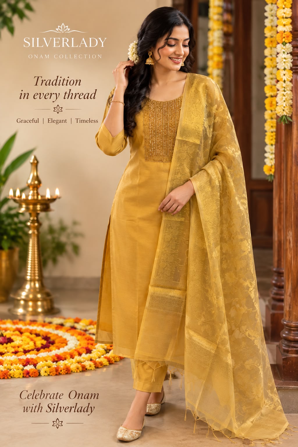 Golden Elegance Kurti Set