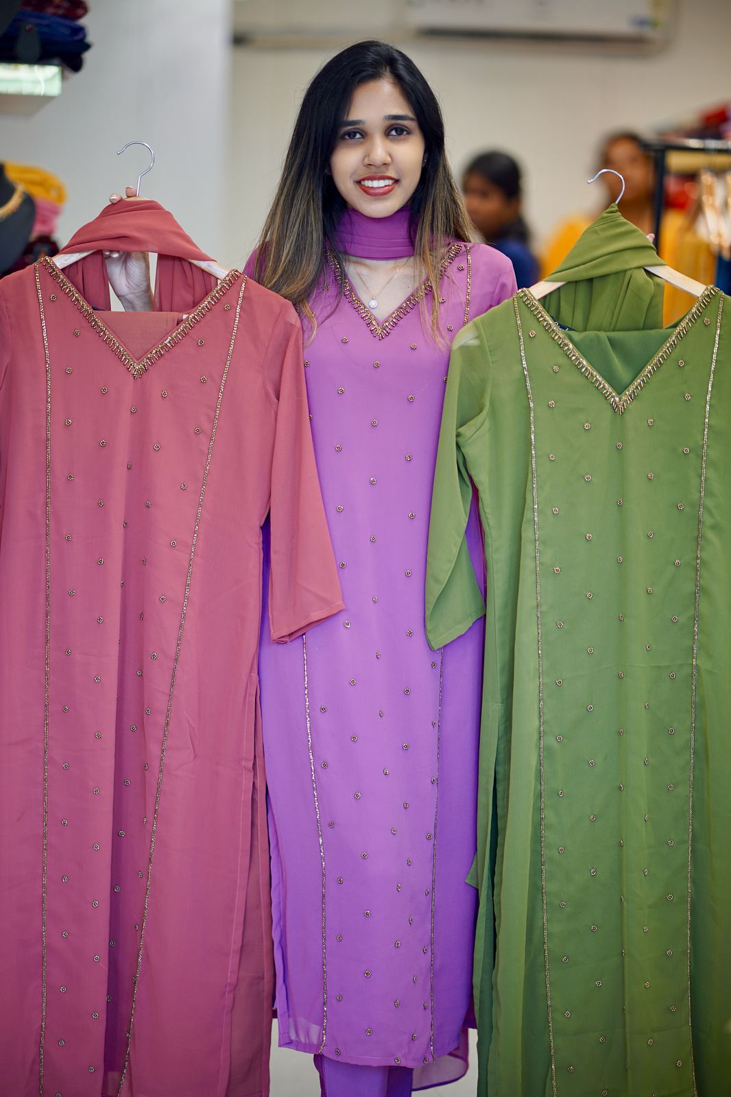 HIRA - GEORGETTE STRAIGHT CUT KURTI WITH PANT & DUPPATTA