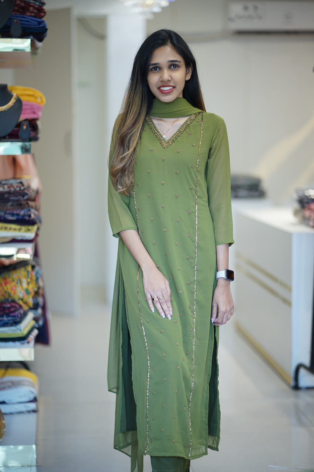 HIRA - GEORGETTE STRAIGHT CUT KURTI WITH PANT & DUPPATTA