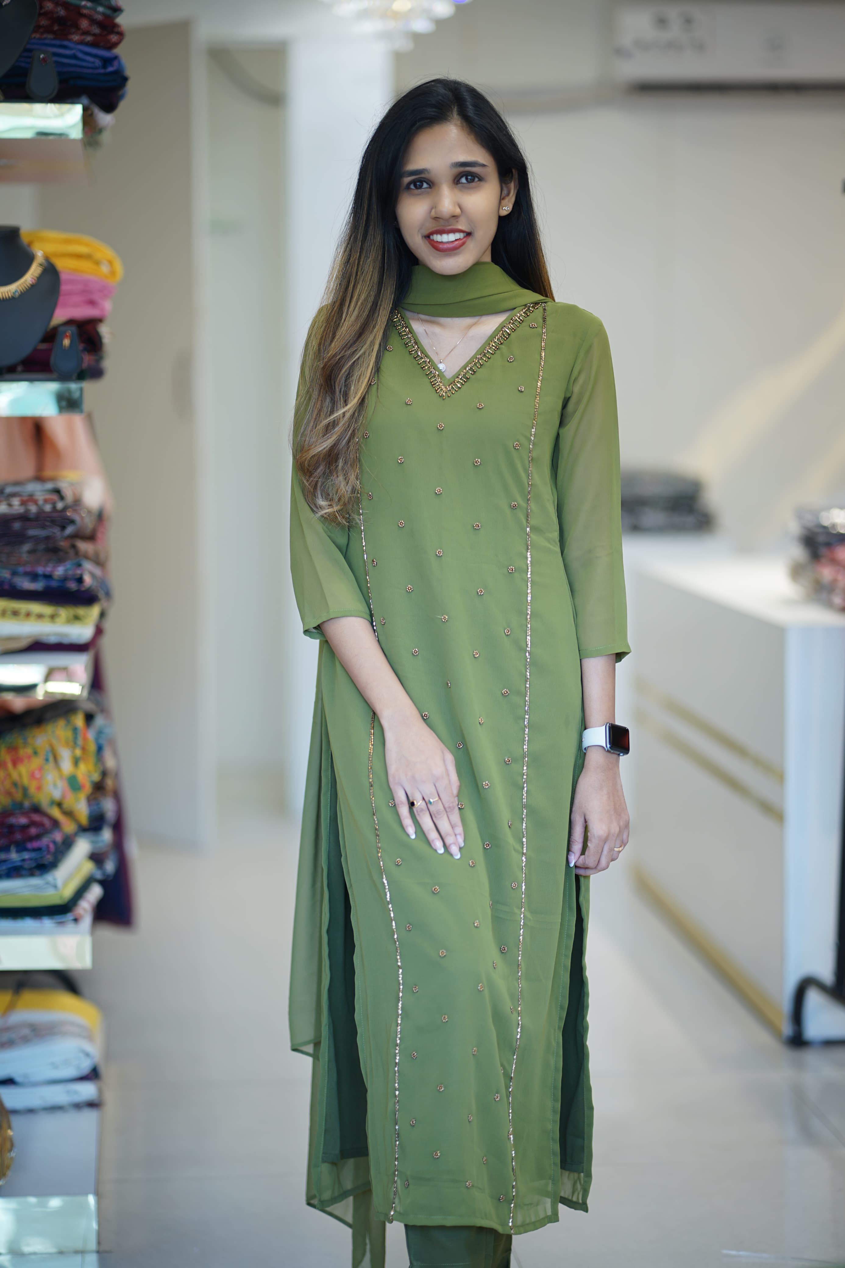 HIRA - GEORGETTE STRAIGHT CUT KURTI WITH PANT & DUPPATTA