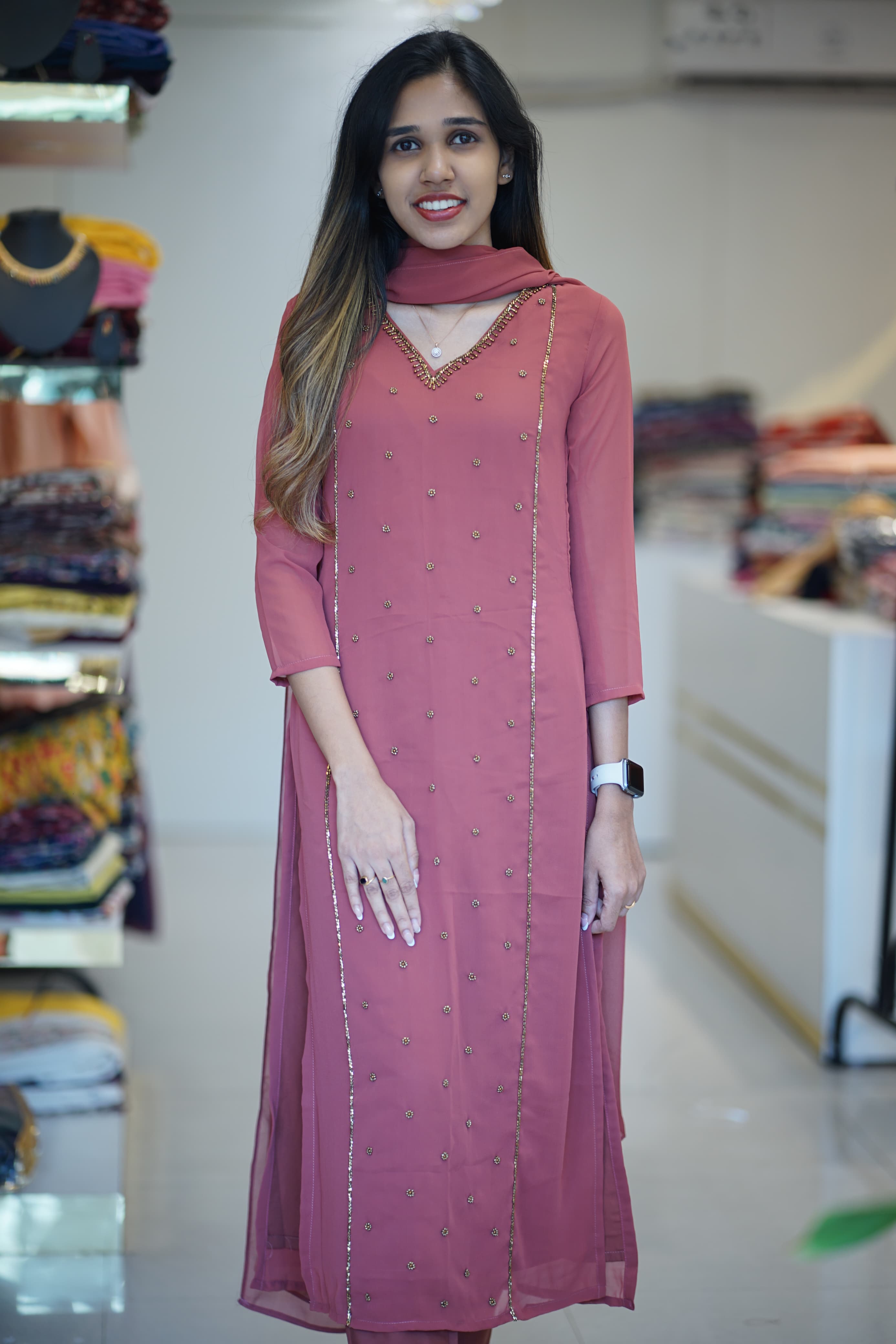 HIRA - GEORGETTE STRAIGHT CUT KURTI WITH PANT & DUPPATTA