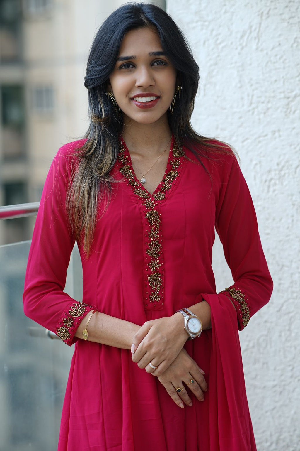 NAVYA - GEORGETTE PANEL CUT ANARKALI WITH DUPPATTA