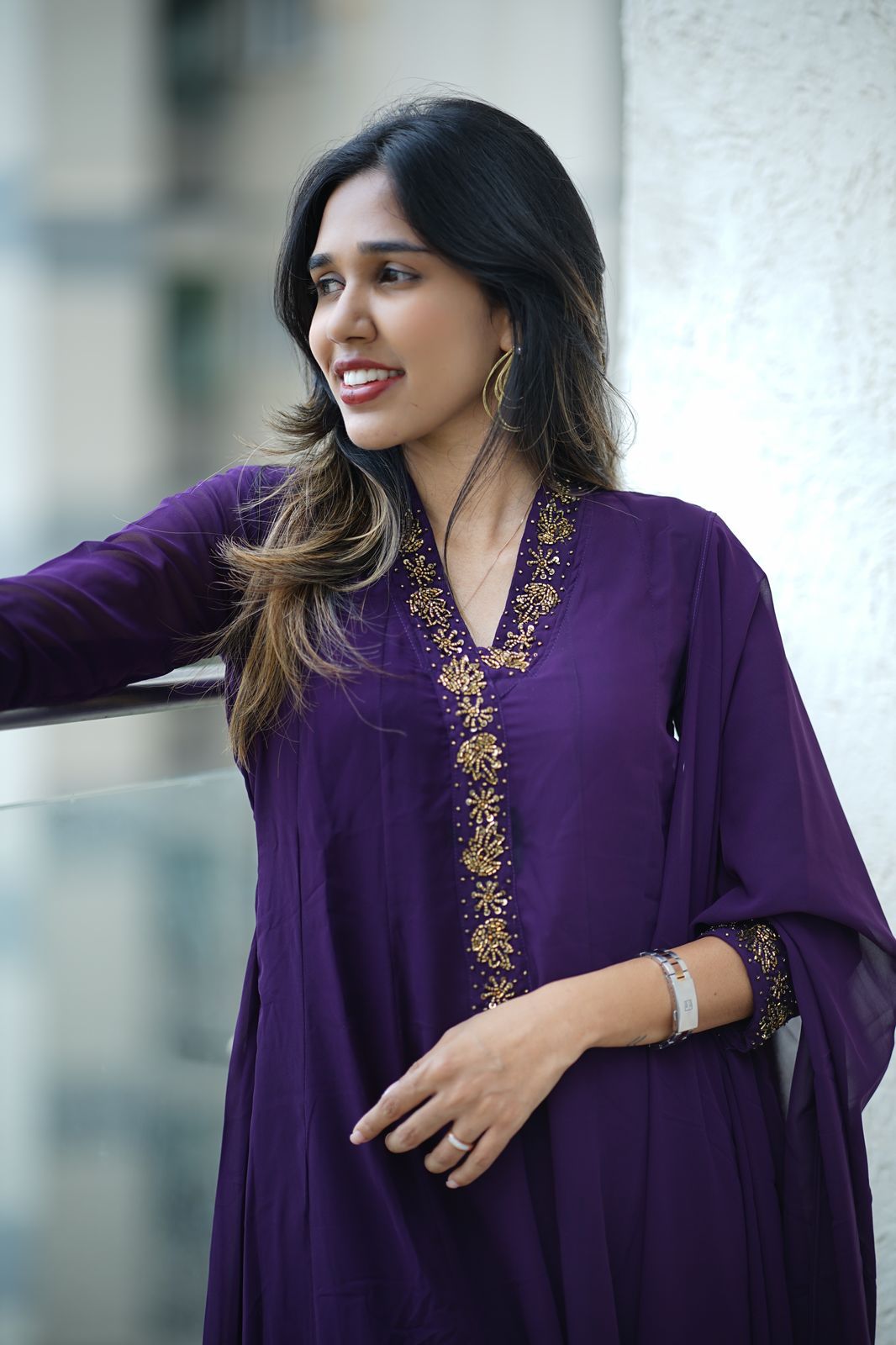 NAVYA - GEORGETTE PANEL CUT ANARKALI WITH DUPPATTA