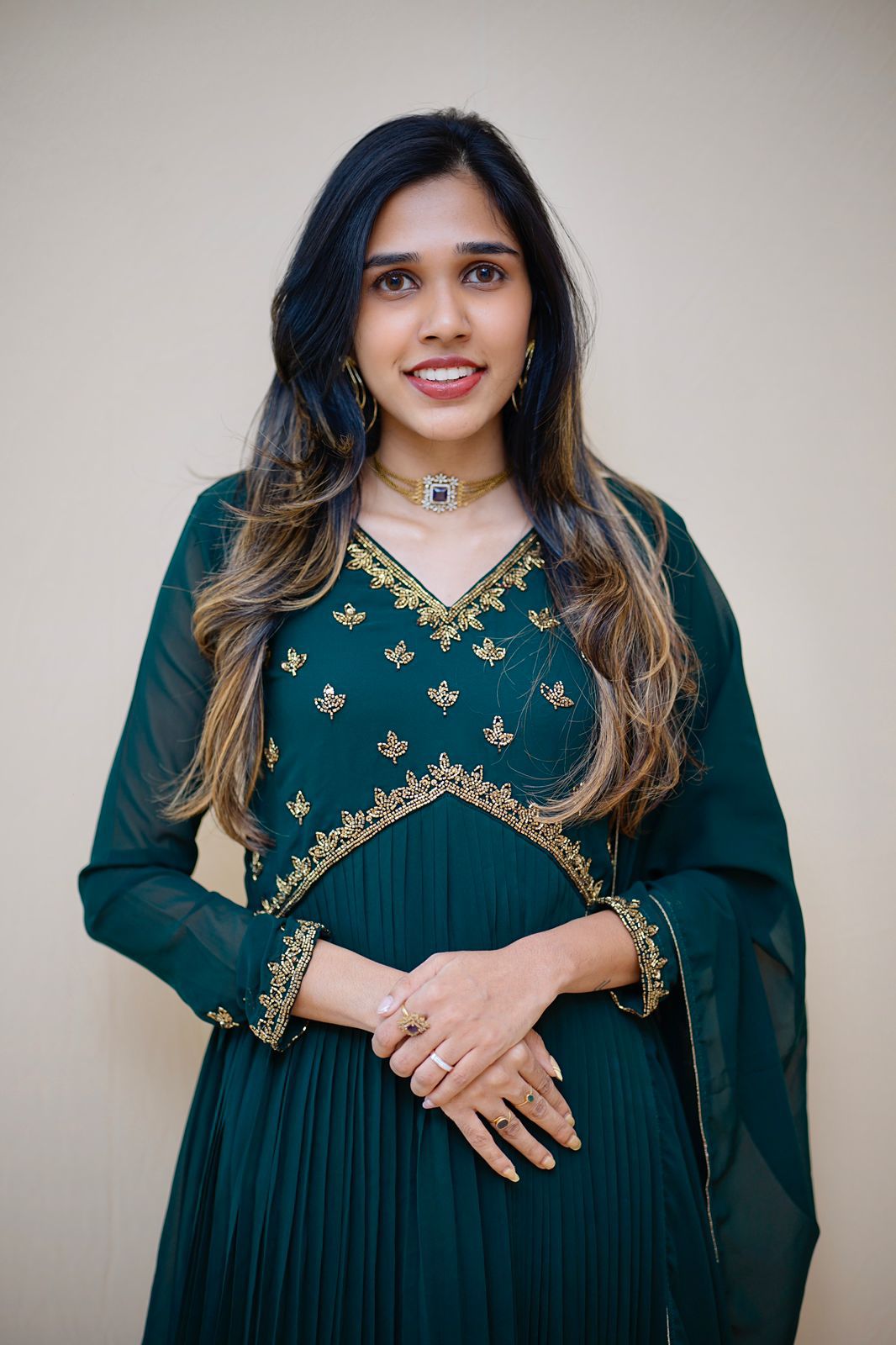 RIYA - ALIYA CUT PLEATED ANARKALI WITH DUPPATTA