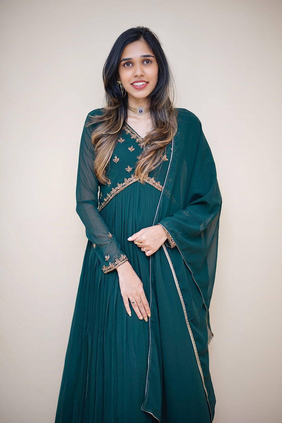 RIYA - ALIYA CUT PLEATED ANARKALI WITH DUPPATTA