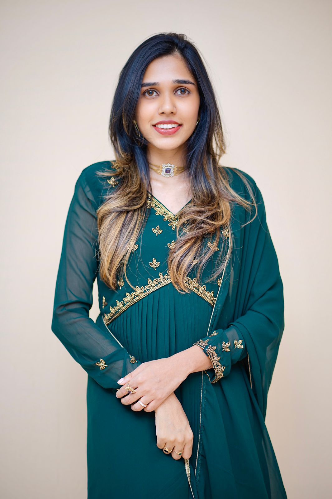 RIYA - ALIYA CUT PLEATED ANARKALI WITH DUPPATTA