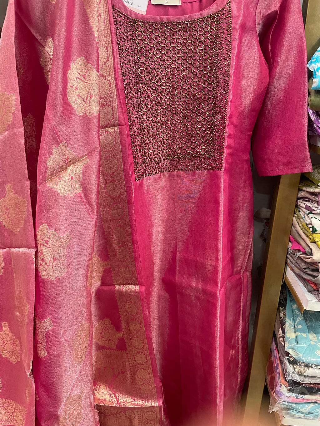 Tissue Silk Salwar- Pink SLSKD03