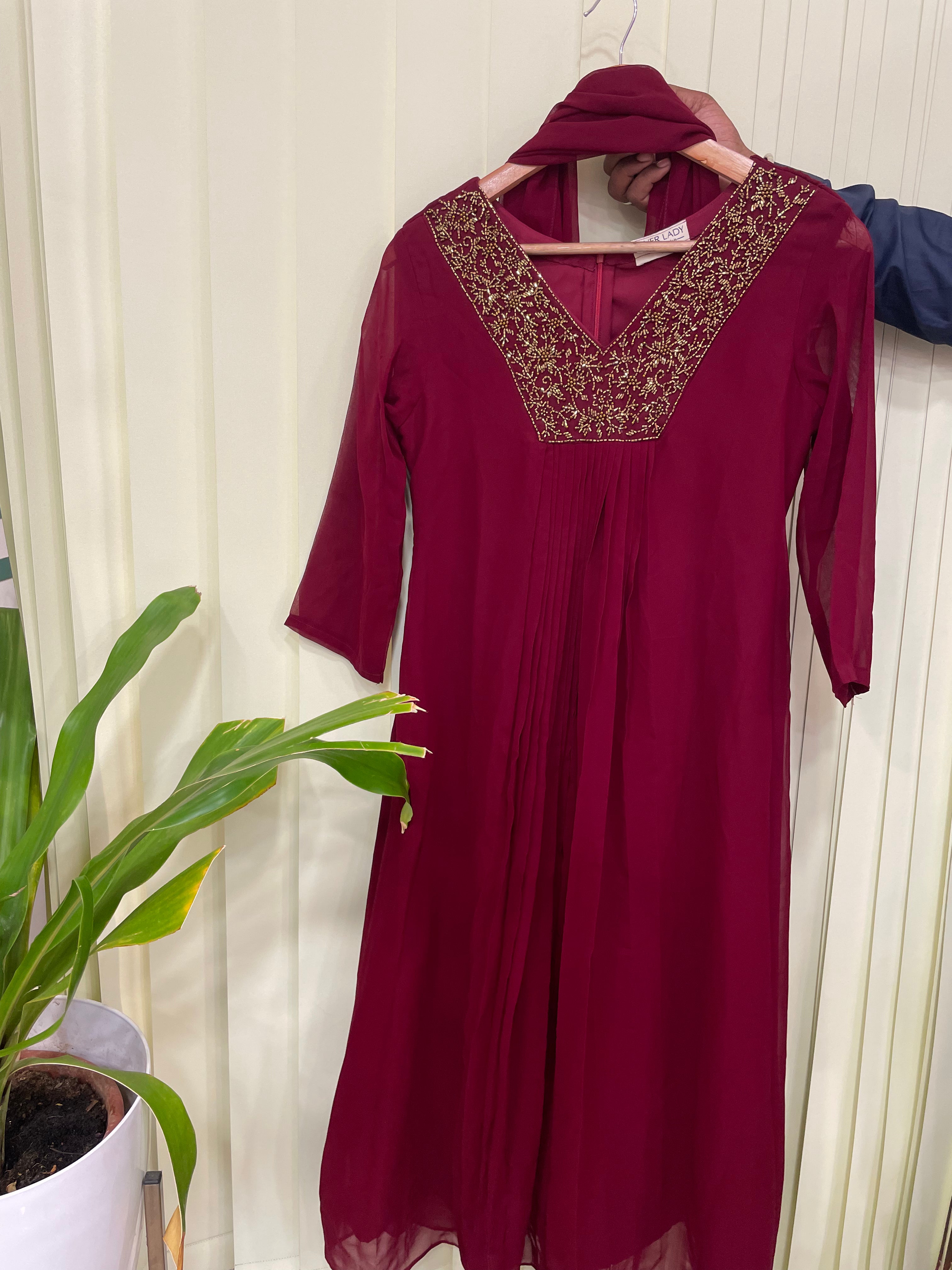 Georgette Anarkali Kurti With Dupatta