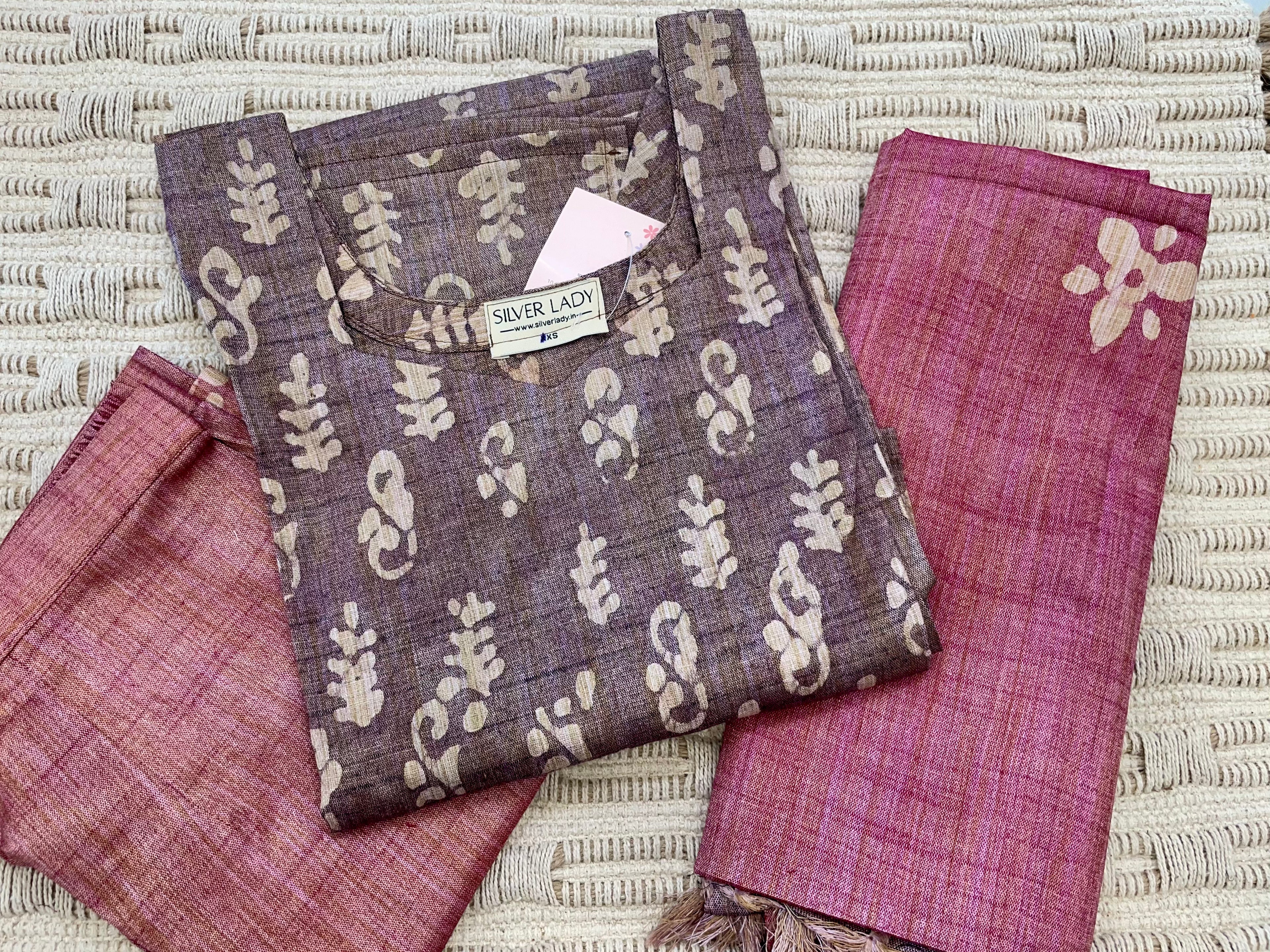 Bhatik Print Semi Tussar Salwar Suit - SLBK01