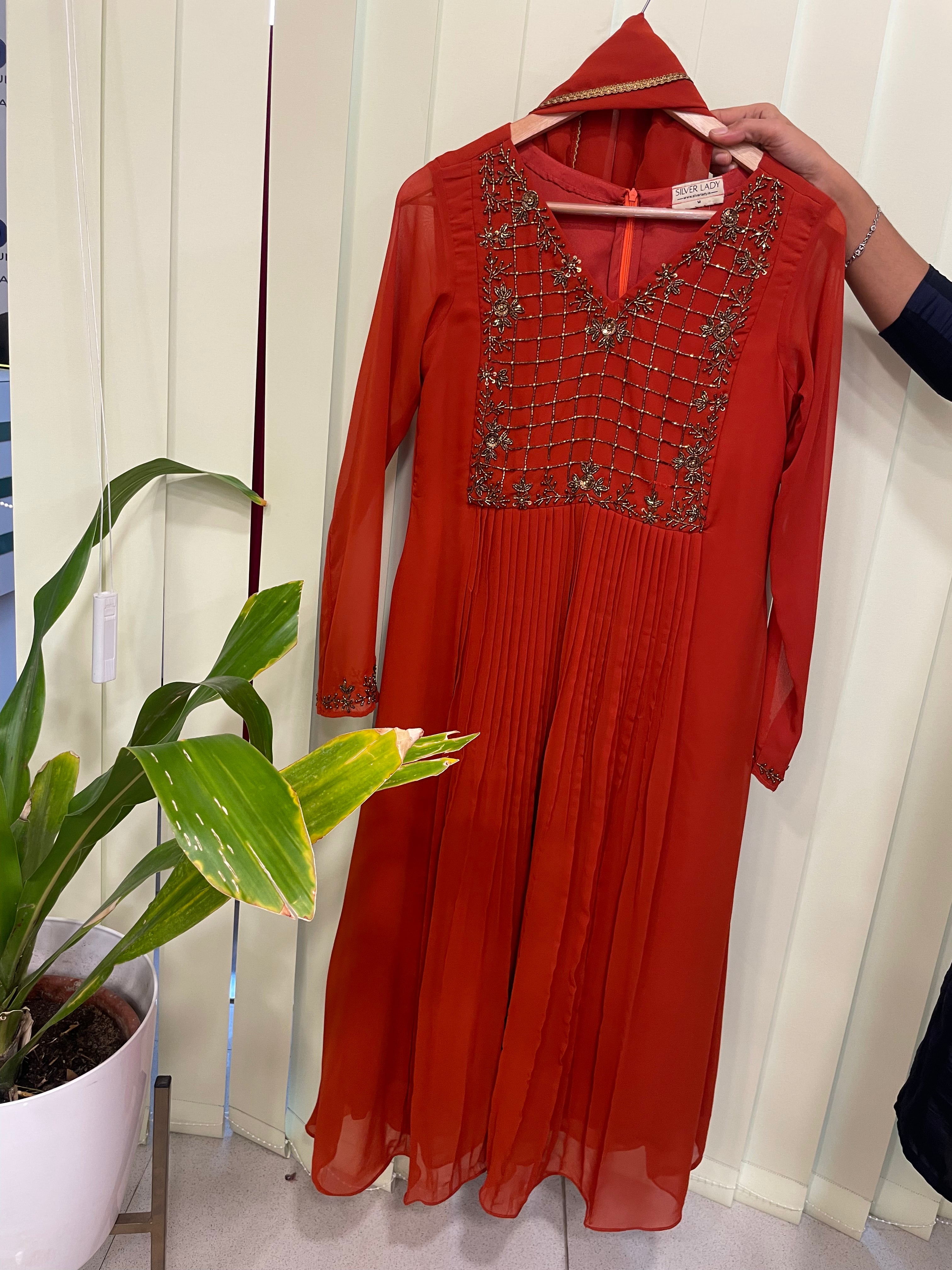 SL01RU- GEORGETTE PLEATED ANARKALI WITH DUPPATTA