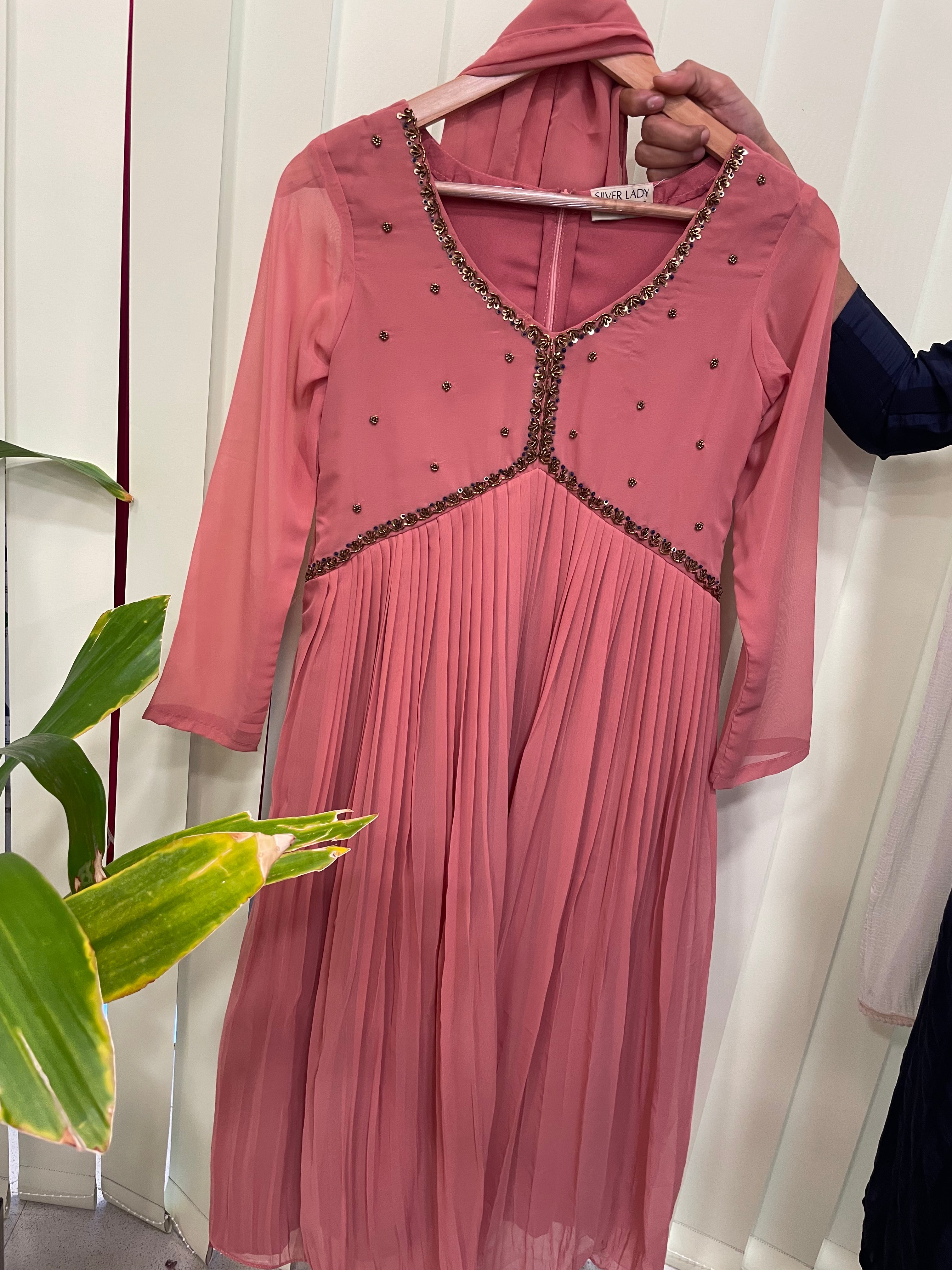 ALIYA CUT PLEATED GEORGETTE ANARKALI WITH DUPPATTA