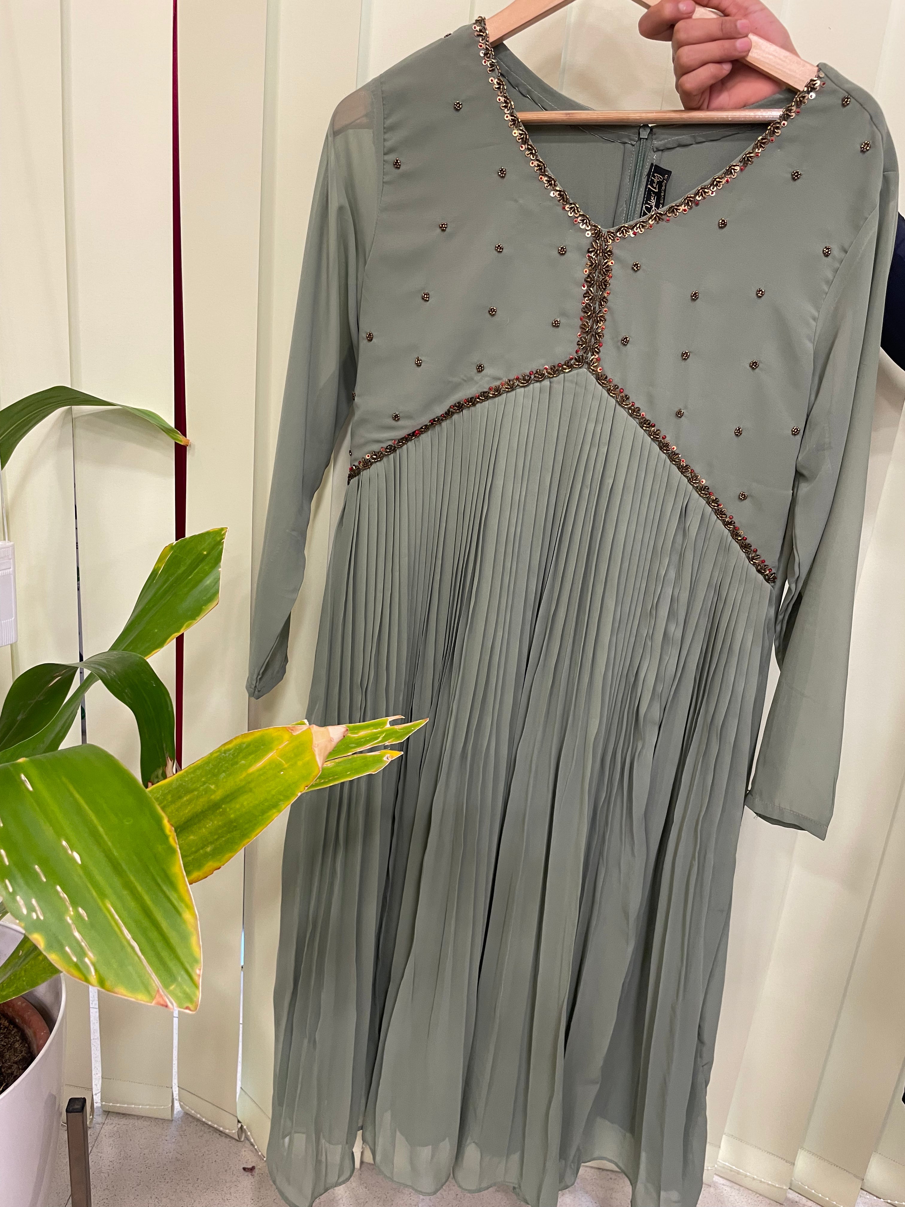ALIYA CUT PLEATED GEORGETTE ANARKALI WITH DUPPATTA