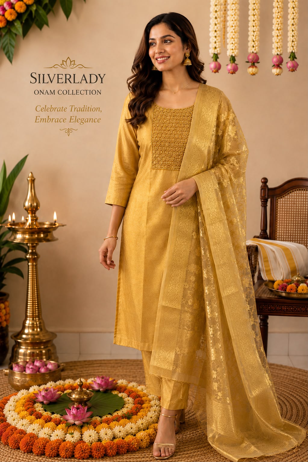 Golden Elegance Kurti Set