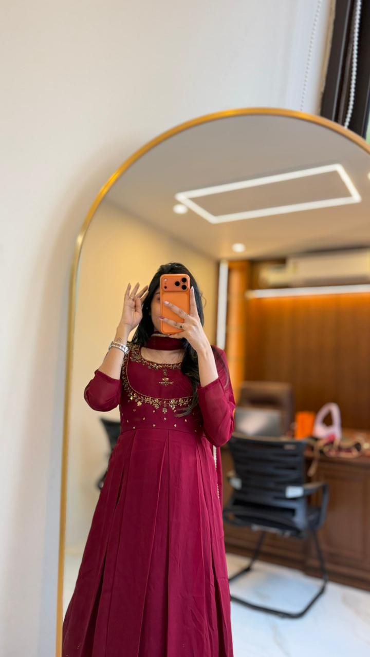 TIARA -  BOX PLEATED GEORGETTE ANARKALI AND DUPATTA