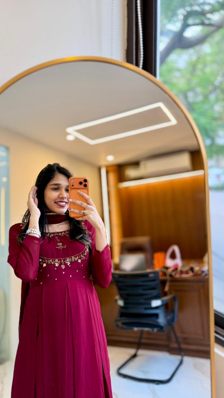 TIARA -  BOX PLEATED GEORGETTE ANARKALI AND DUPATTA