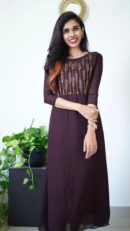 Georgette Handwork Anarkali Kurti